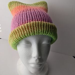 Sunset Rainbow Cat Ear Beanie Hat